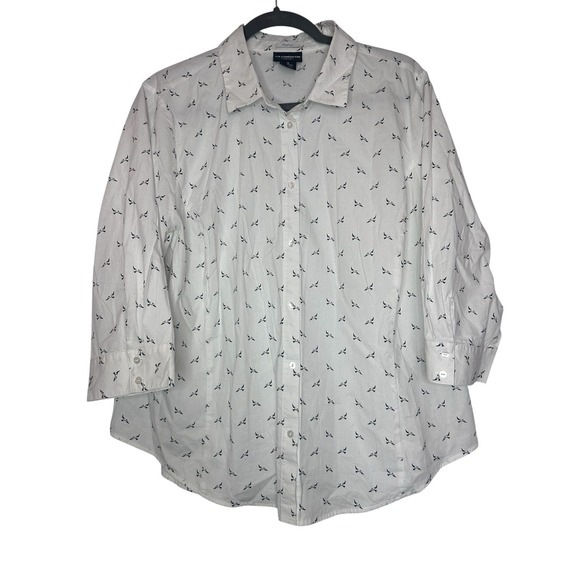 Liz Claiborne Tops - Liz Claiborne Woman's Size 1X Tailored Fit Stretch 3/4 Sleeve Button Down Birds
